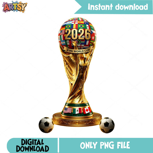 FIFA World Cup 2026 Trophy PNG, Soccer Cup PNG, Football PNG