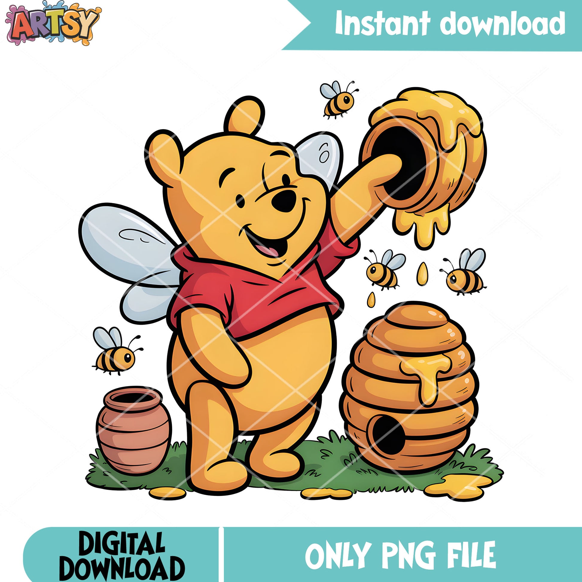 Fairy pooh costume png, vintage pooh png, honey bear pooh png