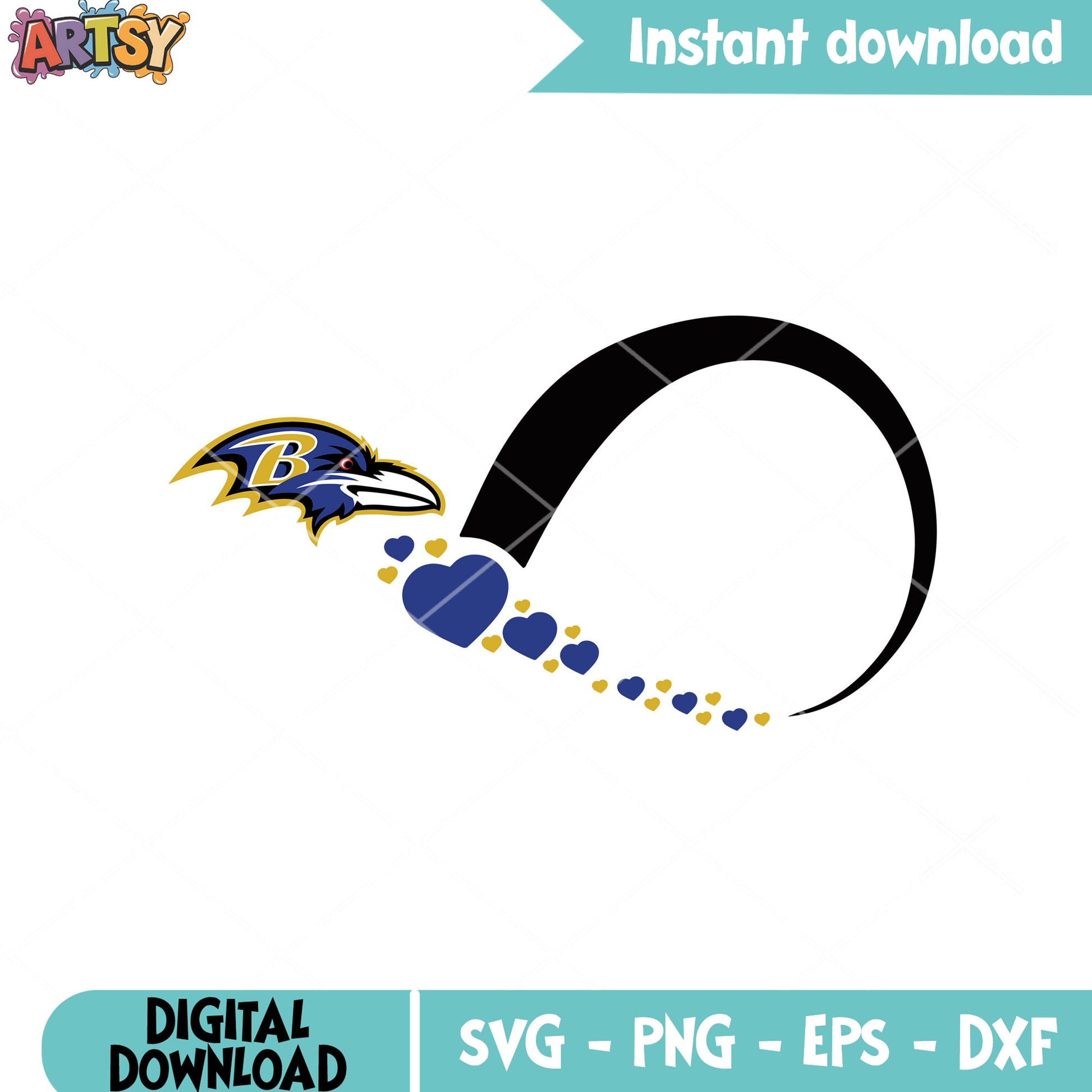 Falcon head heart svg. afc north svg, baltimore ravens svg