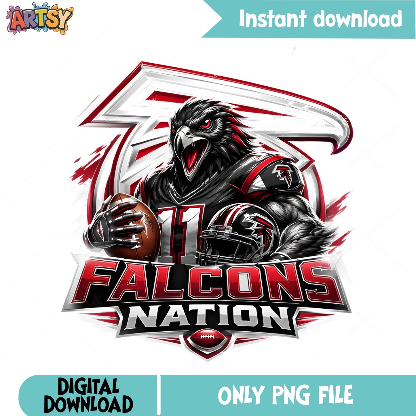 Falcons Nation Football PNG, Atlanta Falcons PNG, NFL Team PNG