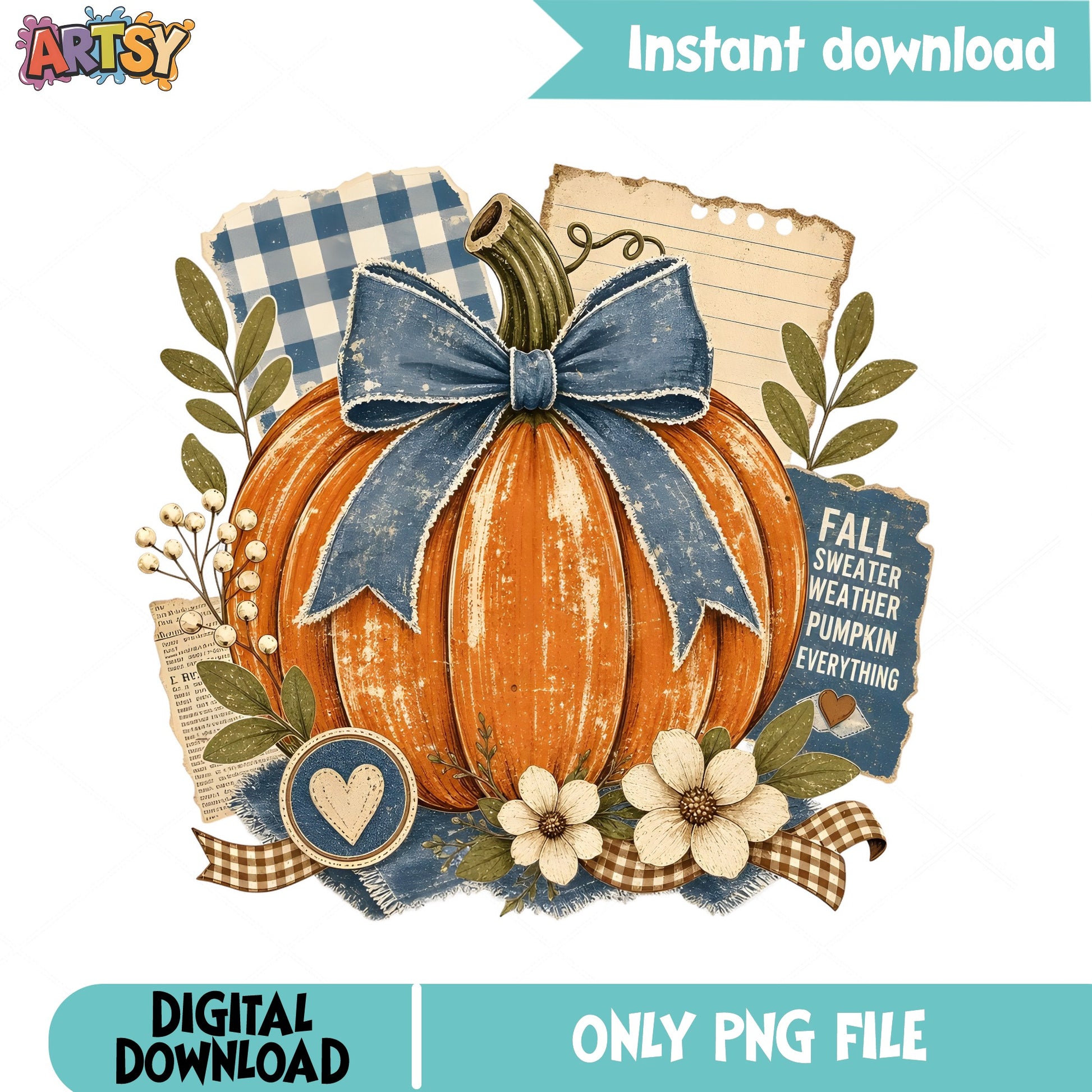 Fall Sweater Weather Pumpkin PNG, Coquette Bow Pumpkin PNG, Autumn PNG