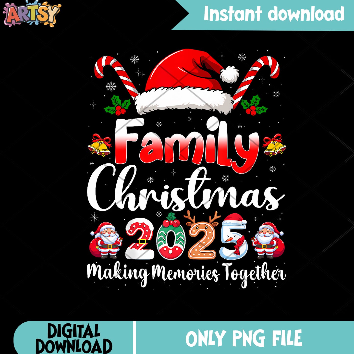 Family Crew Christmas Squad 2025 png, santa hat ​png, christmas png