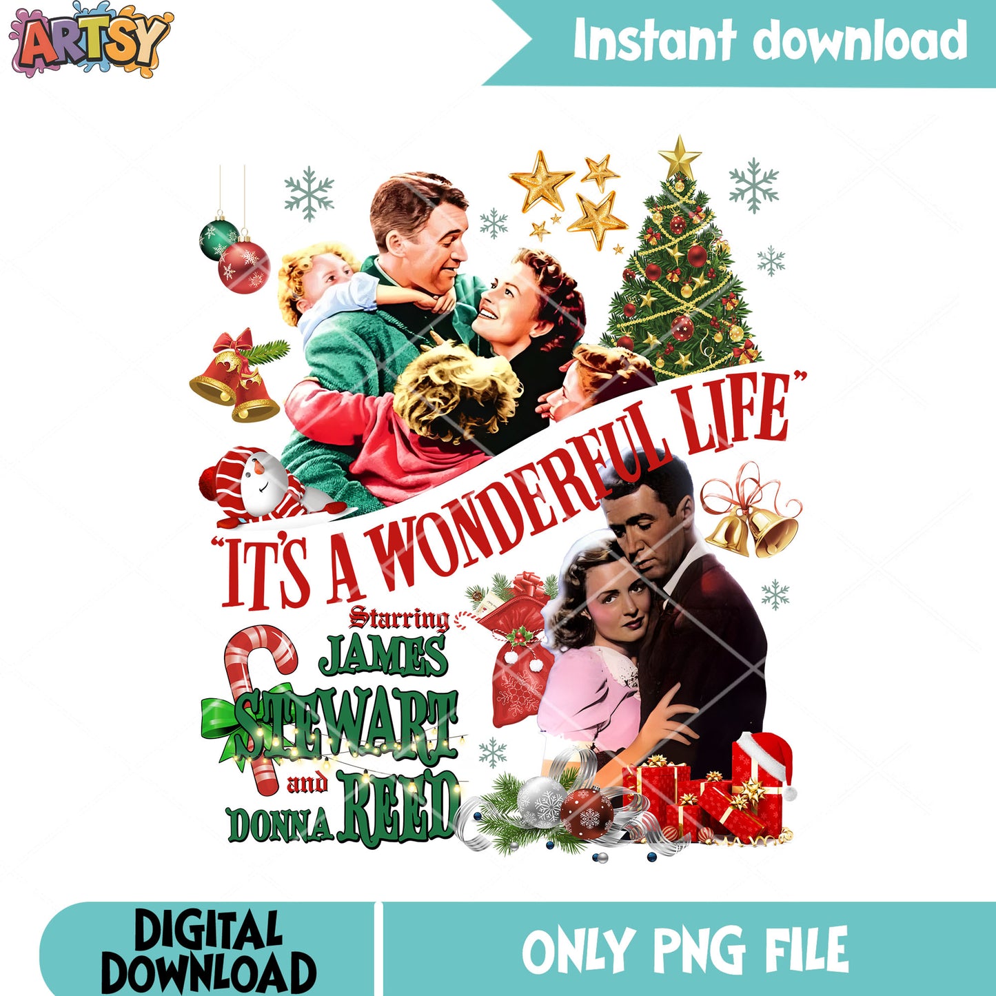 Family christmas films png, christmas tree png, donna reed png