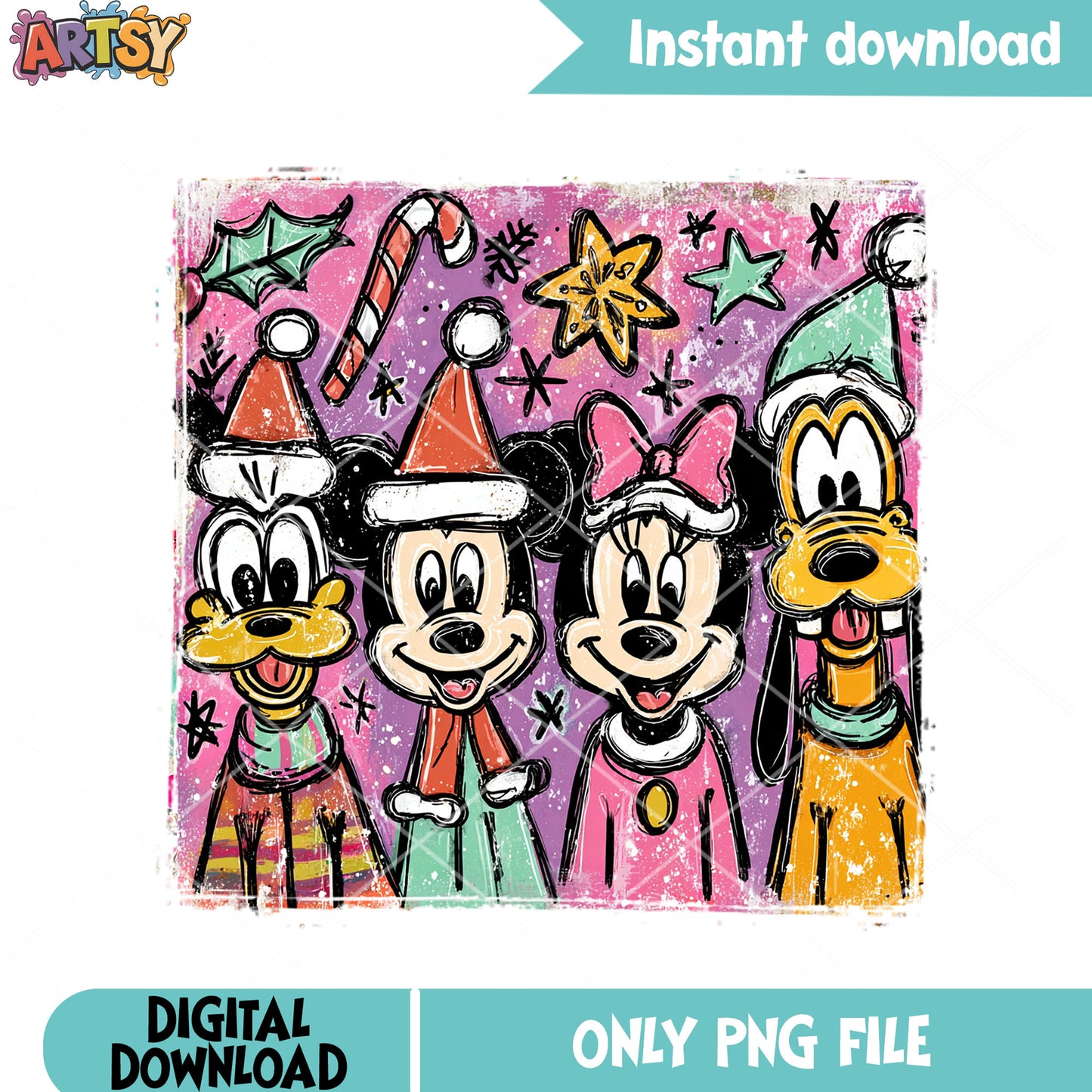 Fan art christmas paint png, mickey mouse png, minnie mouse png