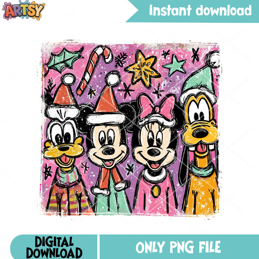 Fan art christmas paint png, mickey mouse png, minnie mouse png
