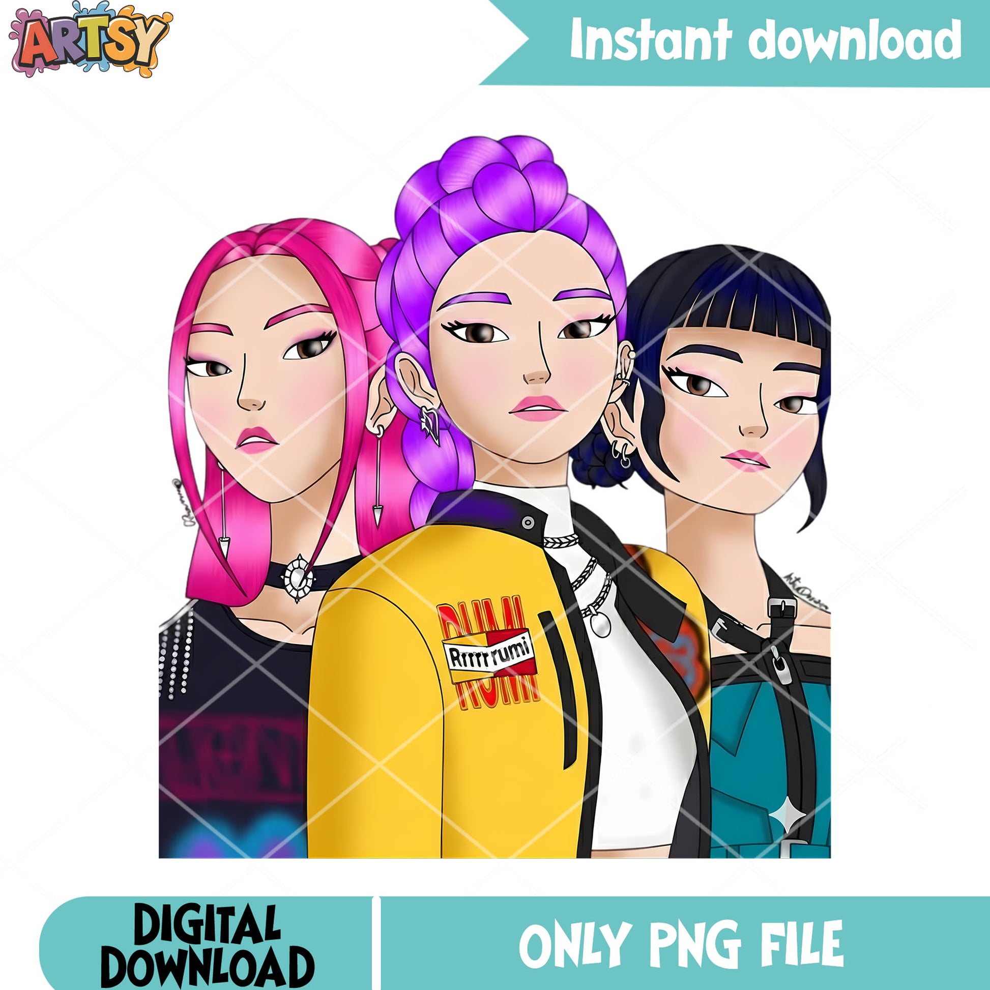 Fan art huntrix team png, kpop demon hunters png, huntrix png