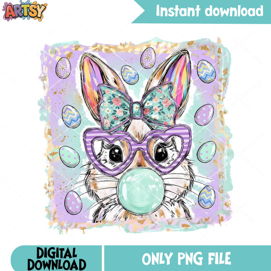 Fancy bunny poster vibes png, easter day png, easter egg png