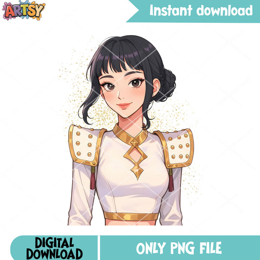 Fancy clothes zoey png, kpop demon hunter png, huntrix kpop png