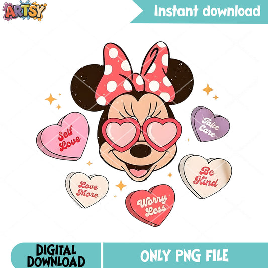 Fancy sunglasses minnie png, valentine day png, minnie mouse png