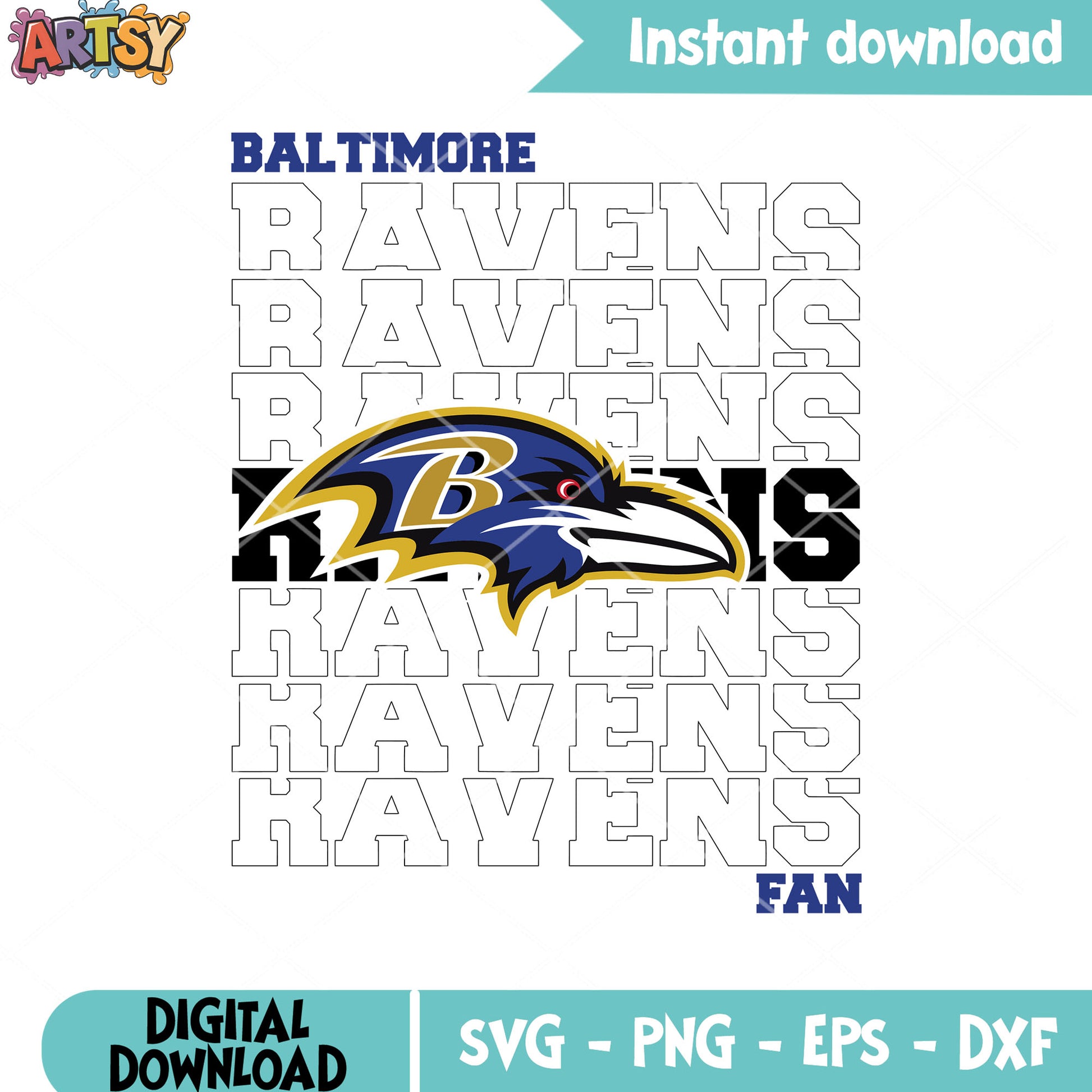 Fan ravens football art svg. nfl games svg, baltimore ravens svg