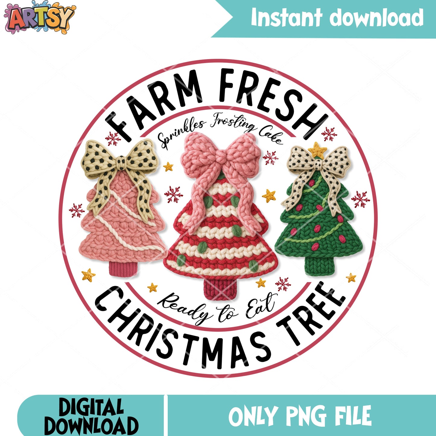 Farm fresh christmas png, christmas tree​ png, crochet christmas tree png