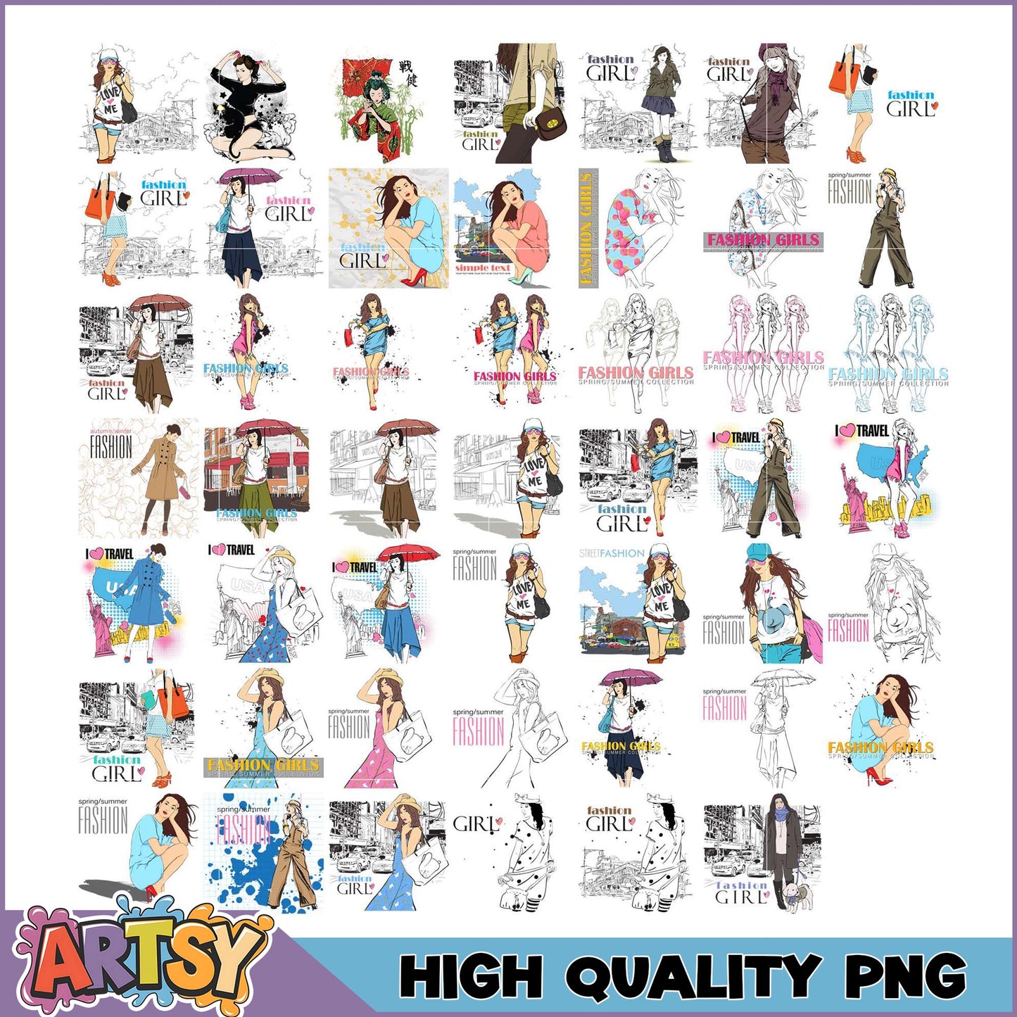 Fashion Girl PNG Bundle High-Quality Designs