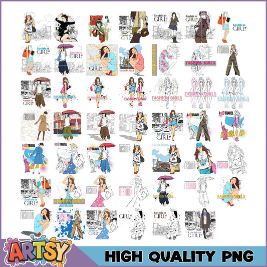 Fashion Girl PNG Bundle High-Quality Designs