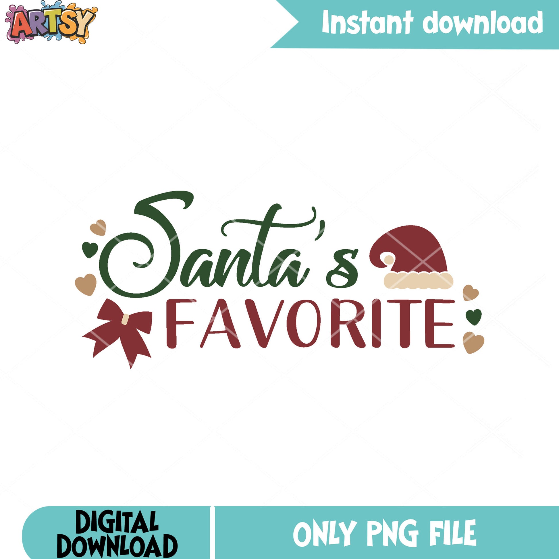 Favorite santa love things png, xmas decorations png, santa hat png