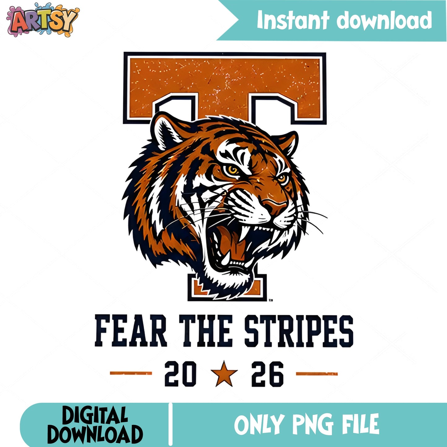 Fear The Stripes Tiger PNG, College Football PNG, Tiger Face PNG