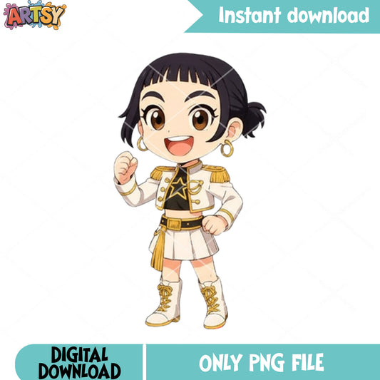 Fighting pose zoey png, huntrix girls png, kpop demon hunters png