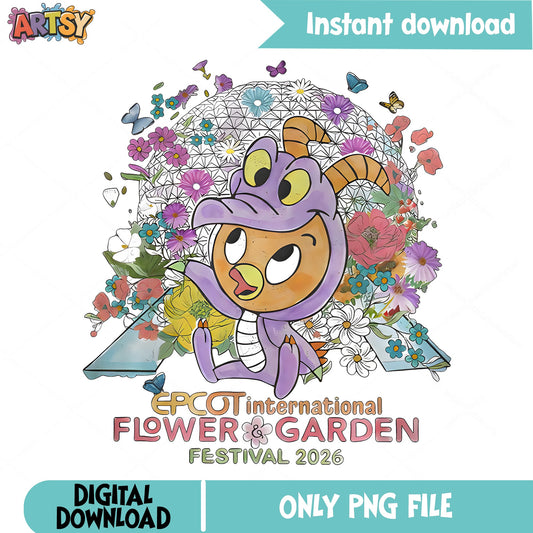 Figment Epcot Flower Garden Festival 2026, Disney PNG, Epcot PNG