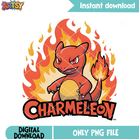 Fire poster charmeleon png, pokemon card png, pokemon charmelon png