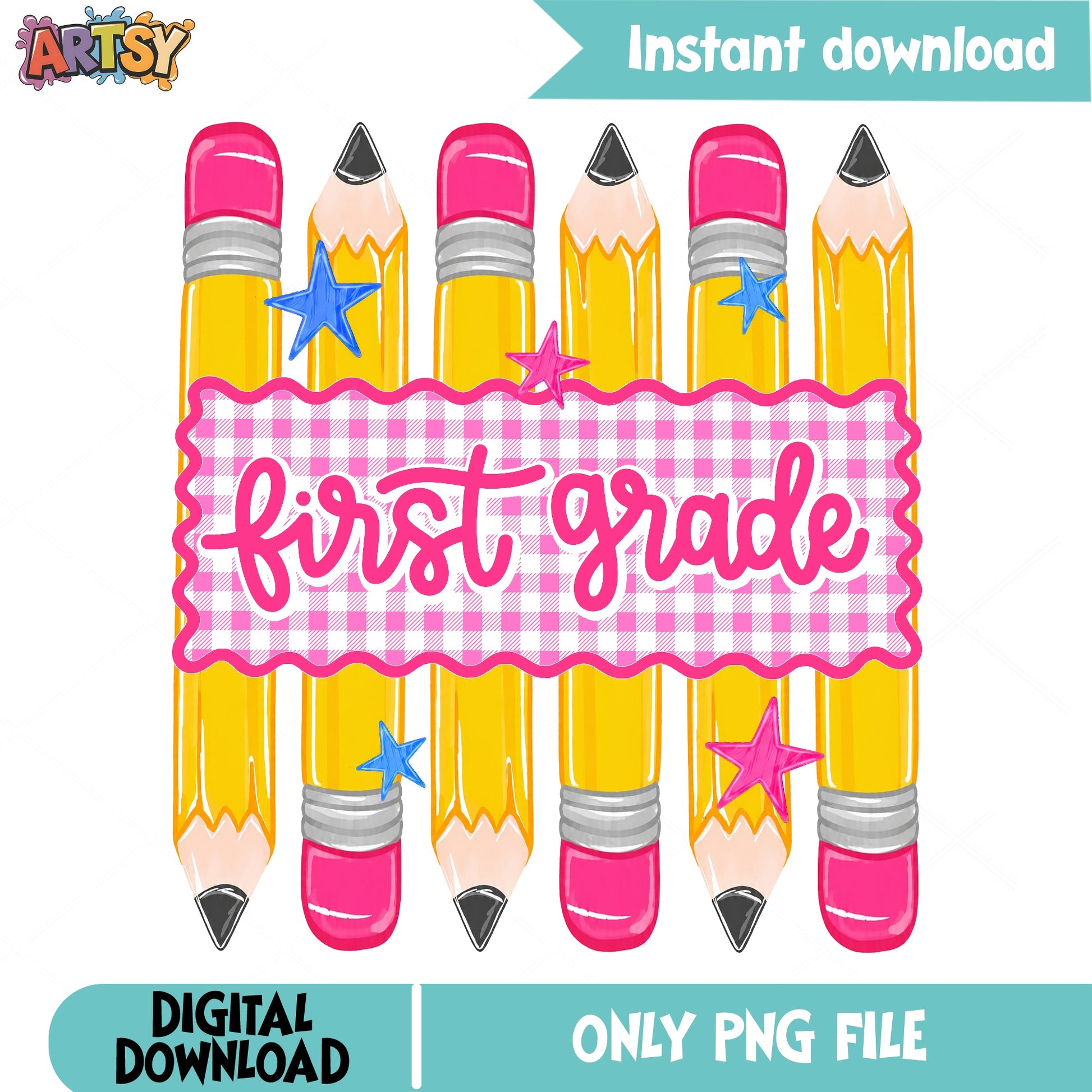 First Grade Pencils PNG, Back To School PNG, Teacher PNG