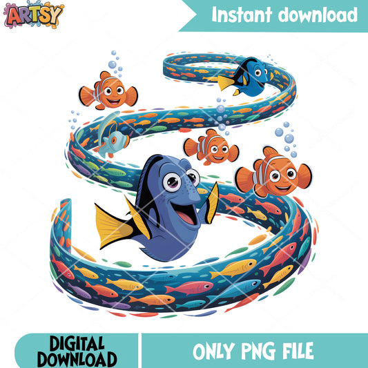 Fish poster disney vibes png, dory disney png, clownfish marlin png