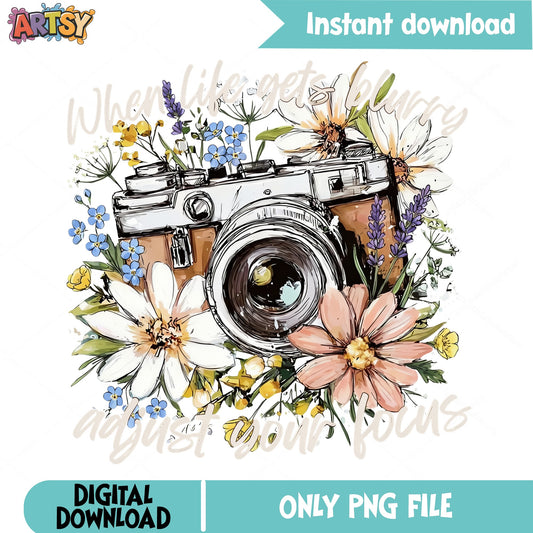 Floral Camera PNG, Wildflower Photography PNG, Adjust Your Focus PNG