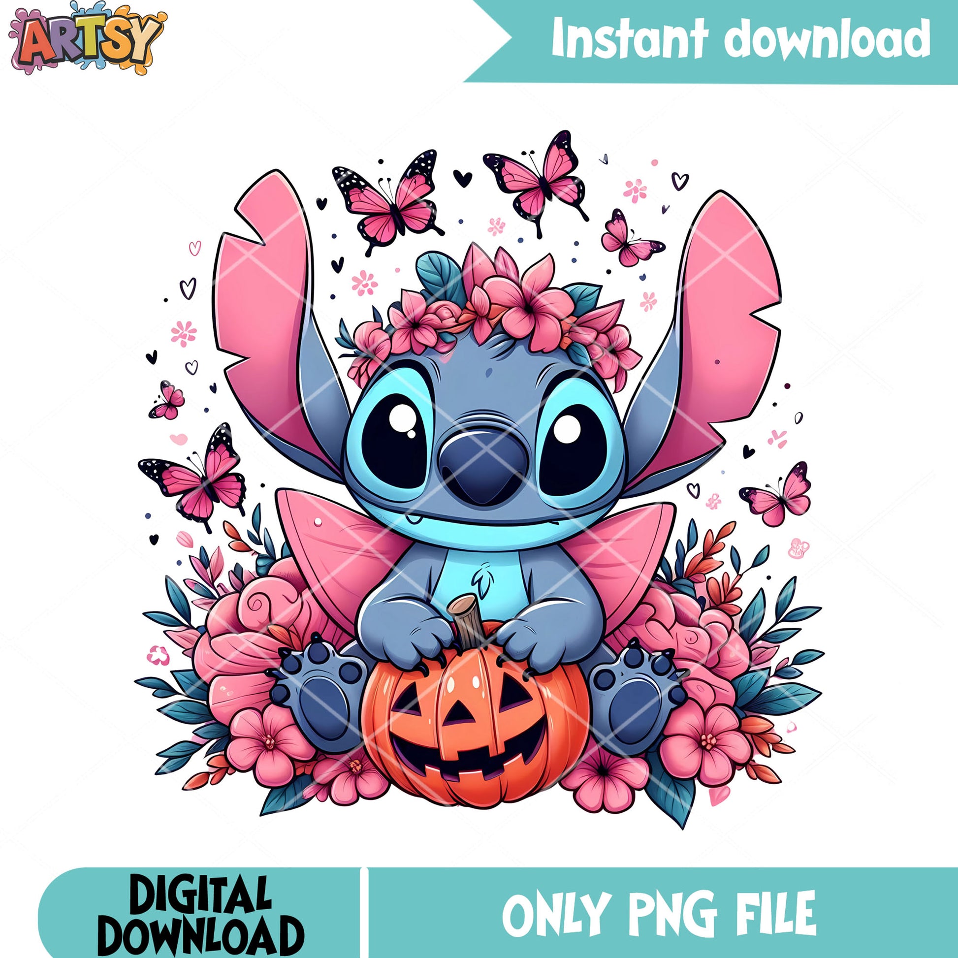 Flower Little cute stitch png, jack o lantern png, halloween scary png