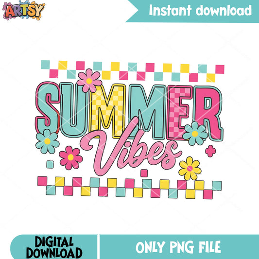 Flower summer poster png, summer vibes png, t shirt design png