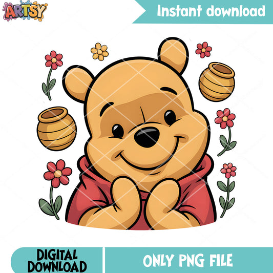Flower and honey pooh need png, disney movies png, winnie the pooh png