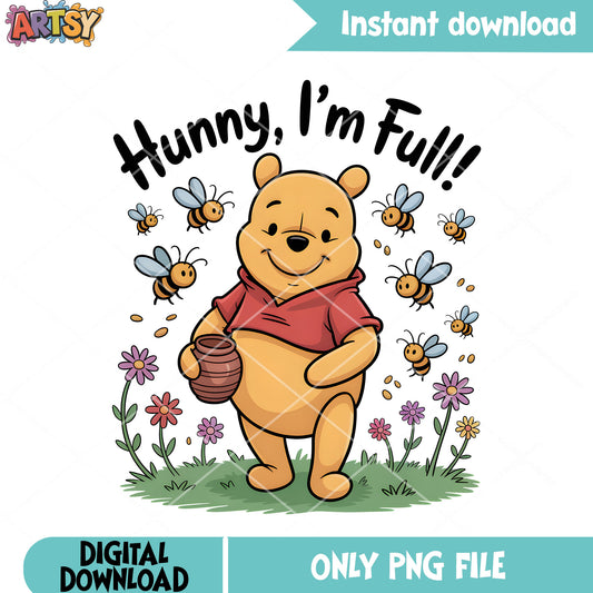 Flower bee pooh bear disney png, pooh friends png, disney movie png