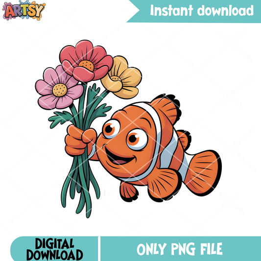 Flower for you nemo png, disney vibes png, disney nemo jumper png