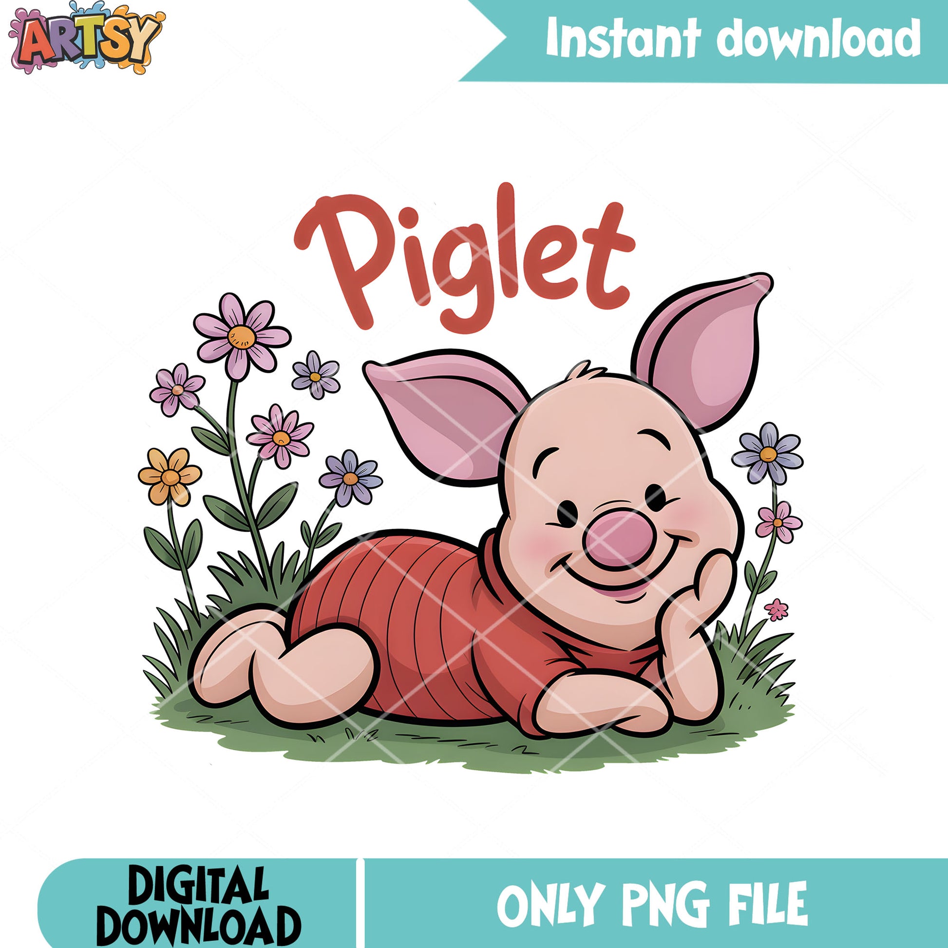 Flower piglet png, winnie the pooh character png, disney piglet png