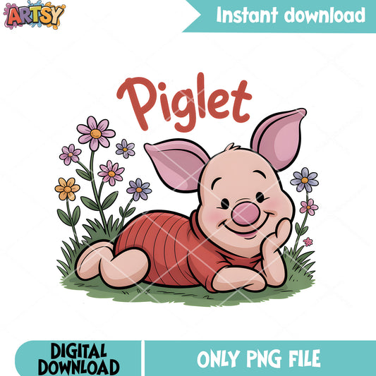 Flower piglet png, winnie the pooh character png, disney piglet png