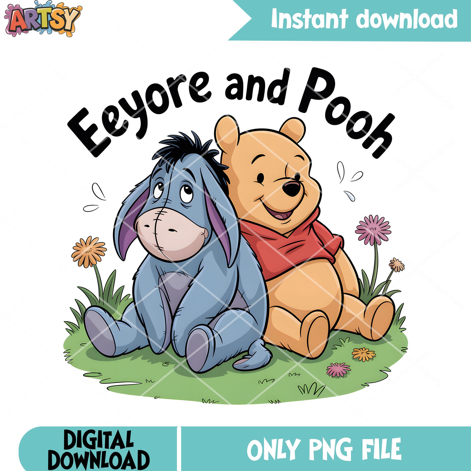 Flower spring duo pooh png, winnie the pooh eeyore png, pooh friends png