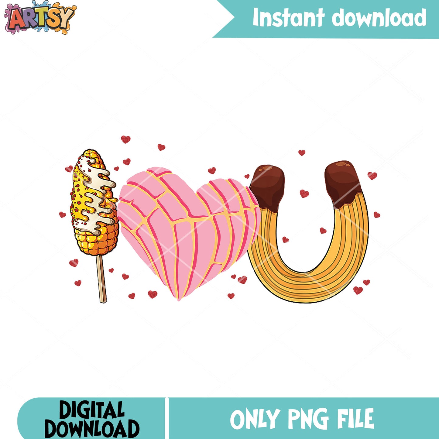 Food style i love you png, valentine poster png, valentine day png