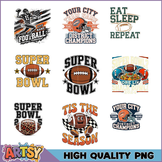 Football PNG Bundle Super Bowl & More Designs