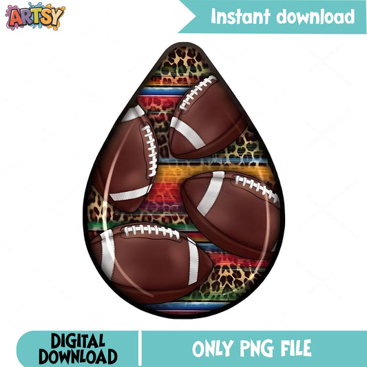 Football Teardrop Leopard Serape PNG, Football Mom PNG, Sports PNG