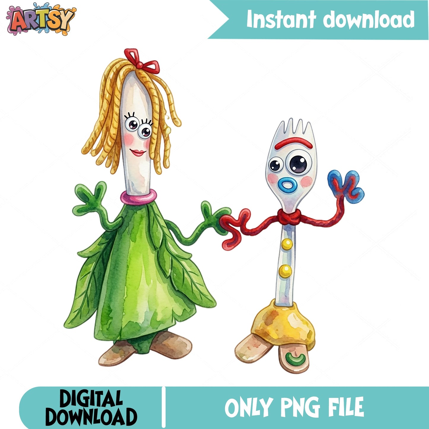 Forky And Knifey Toy Story PNG, Disney Pixar PNG, Toy Story 4 PNG