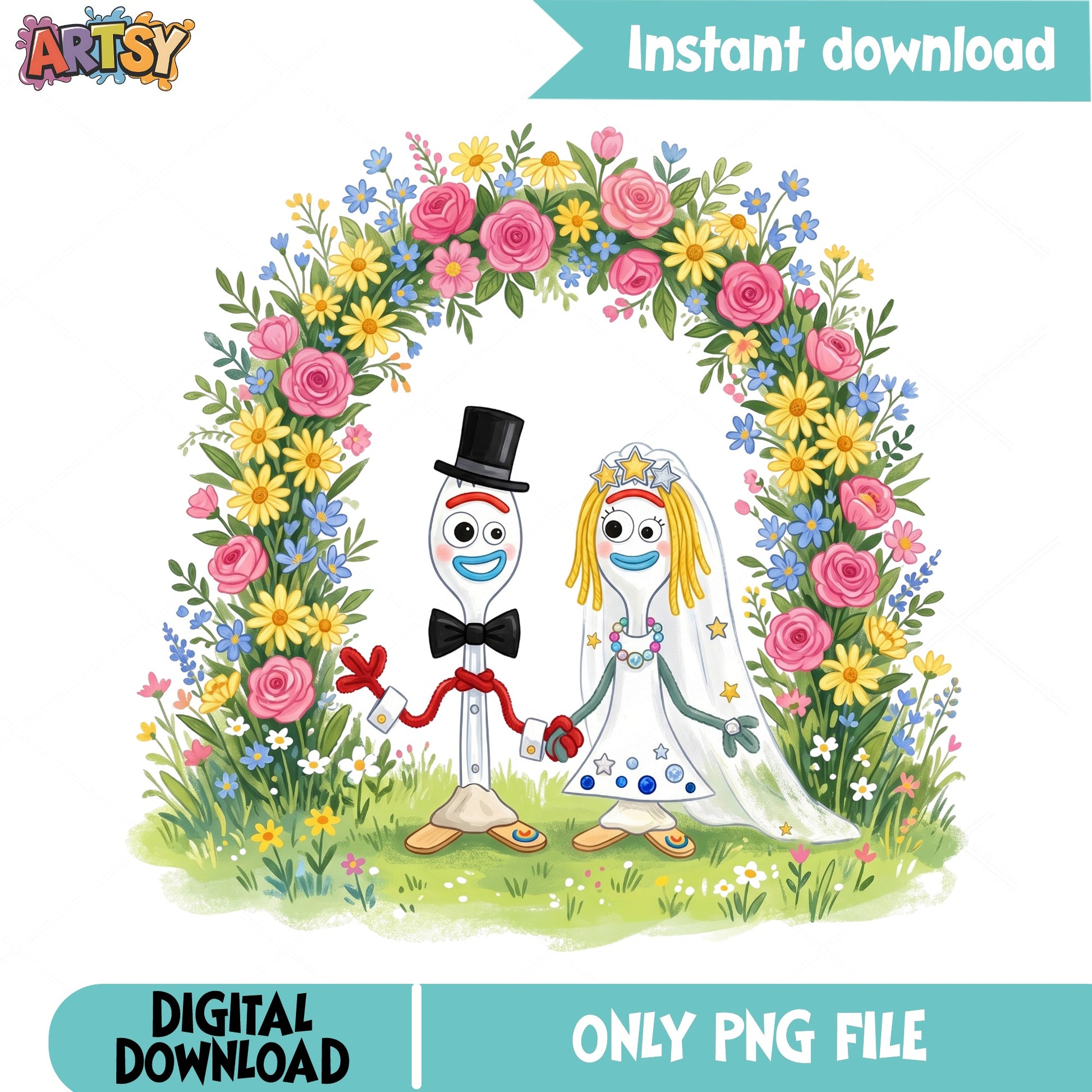 Forky And Knifey Wedding PNG, Toy Story PNG, Disney Wedding PNG