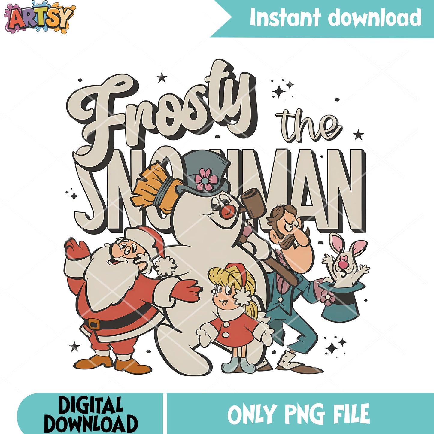 Forsty the snowman png, santa claus png, happy christmas png