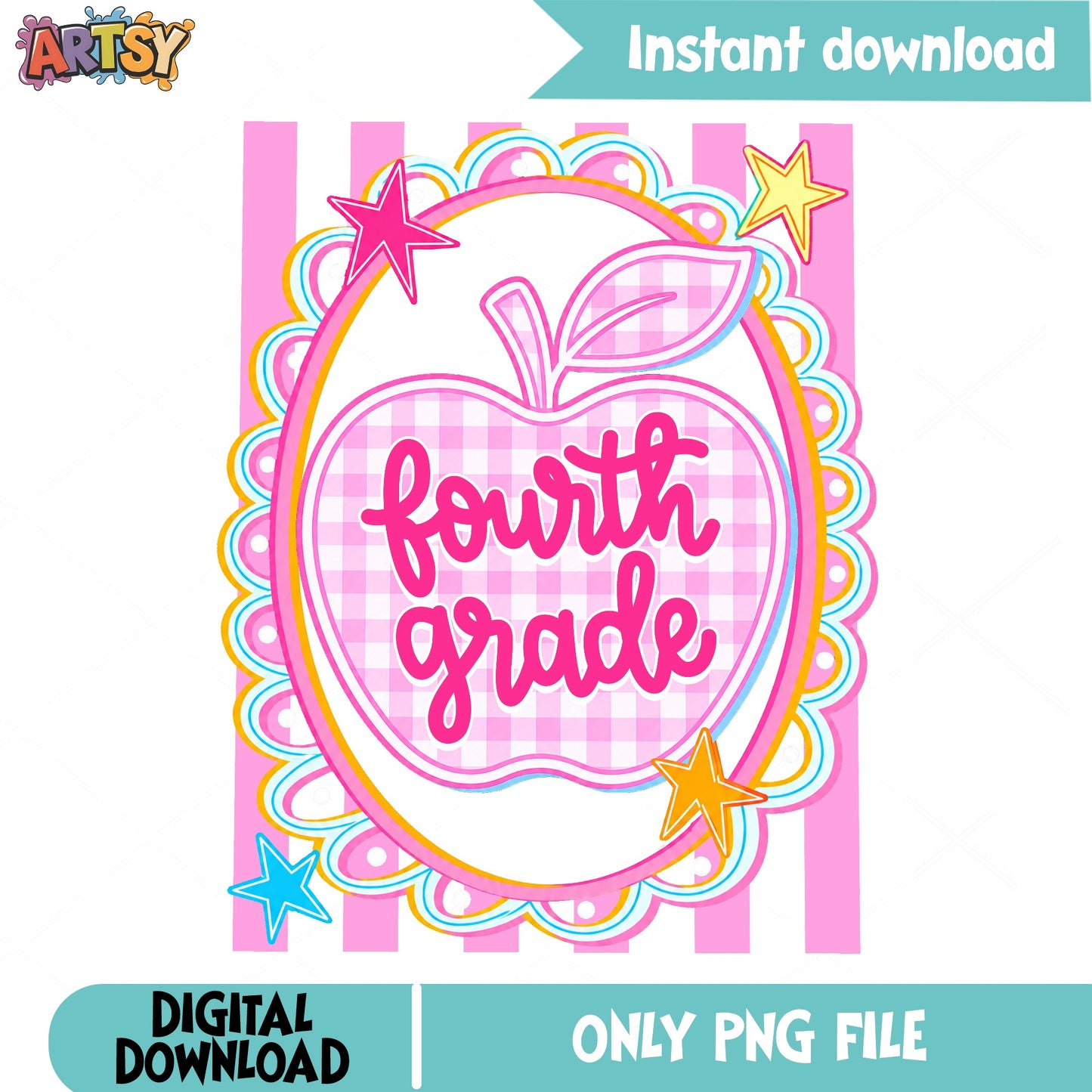Fourth Grade PNG Sublimation, Back To School PNG, Teacher PNG