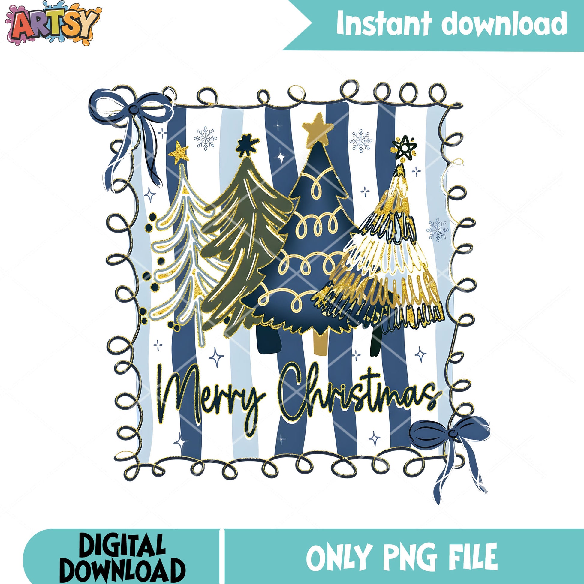 Four type of christmas tree png, pine tree png, snowflake png