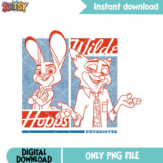 Fox wilde and bunny hopps png, disney zootopia png, judy zootopia png
