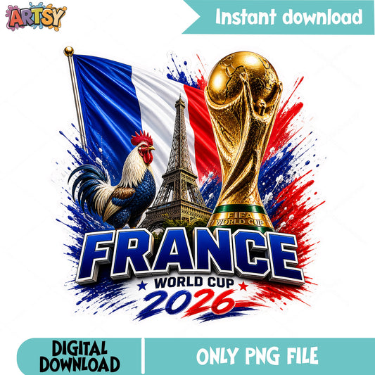 France World Cup 2026 PNG, France Soccer Fan Shirt PNG, FIFA PNG