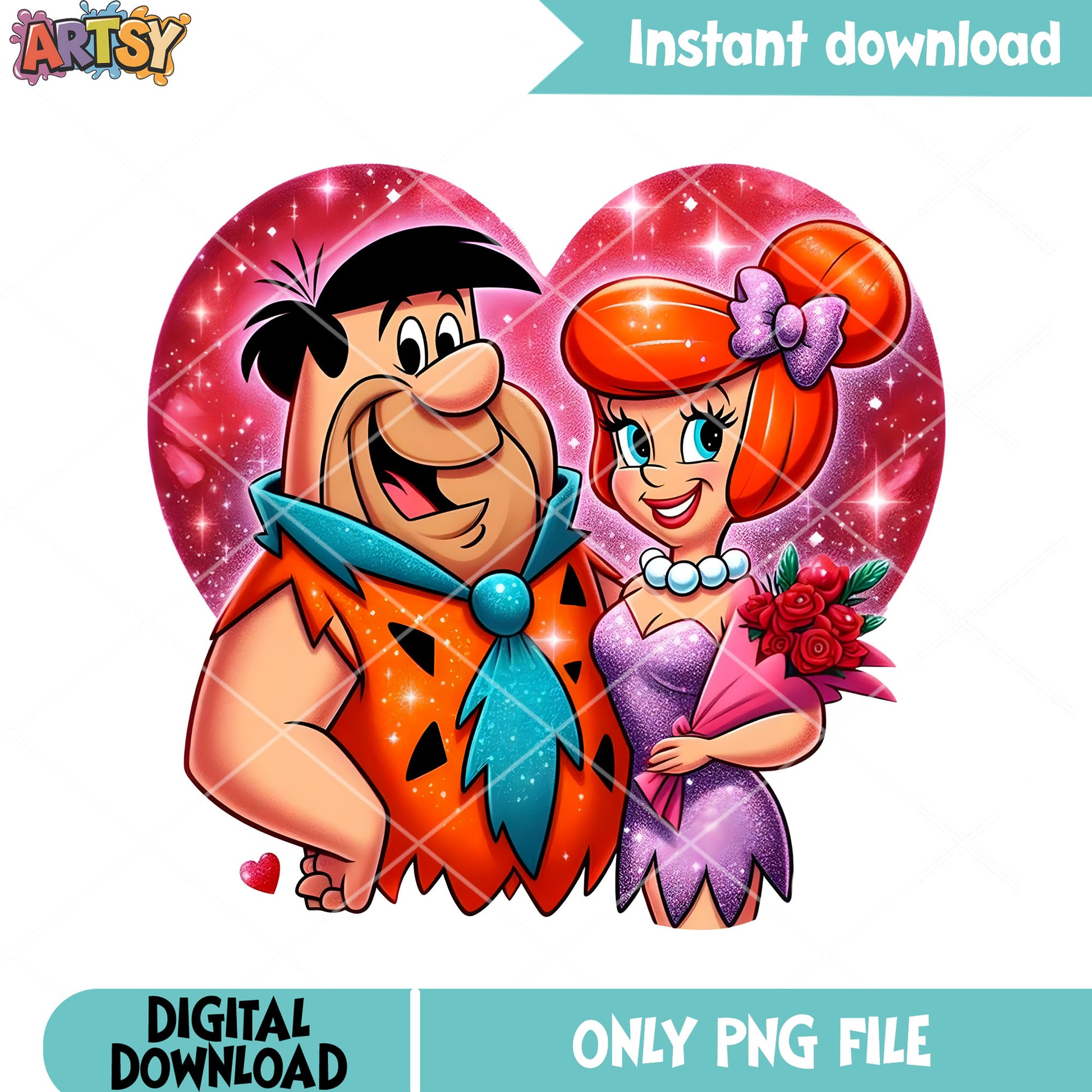 Fred and wilma flinstones png, The Flintstones png, valentines vibes png