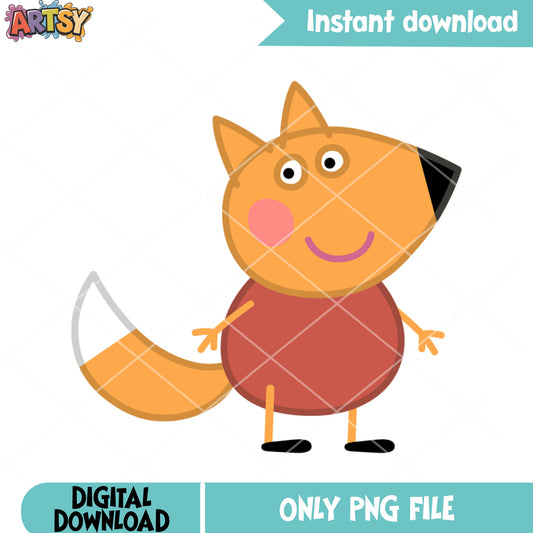 Freddy Fox character png, cartoon for kids png, peppa pig shows png