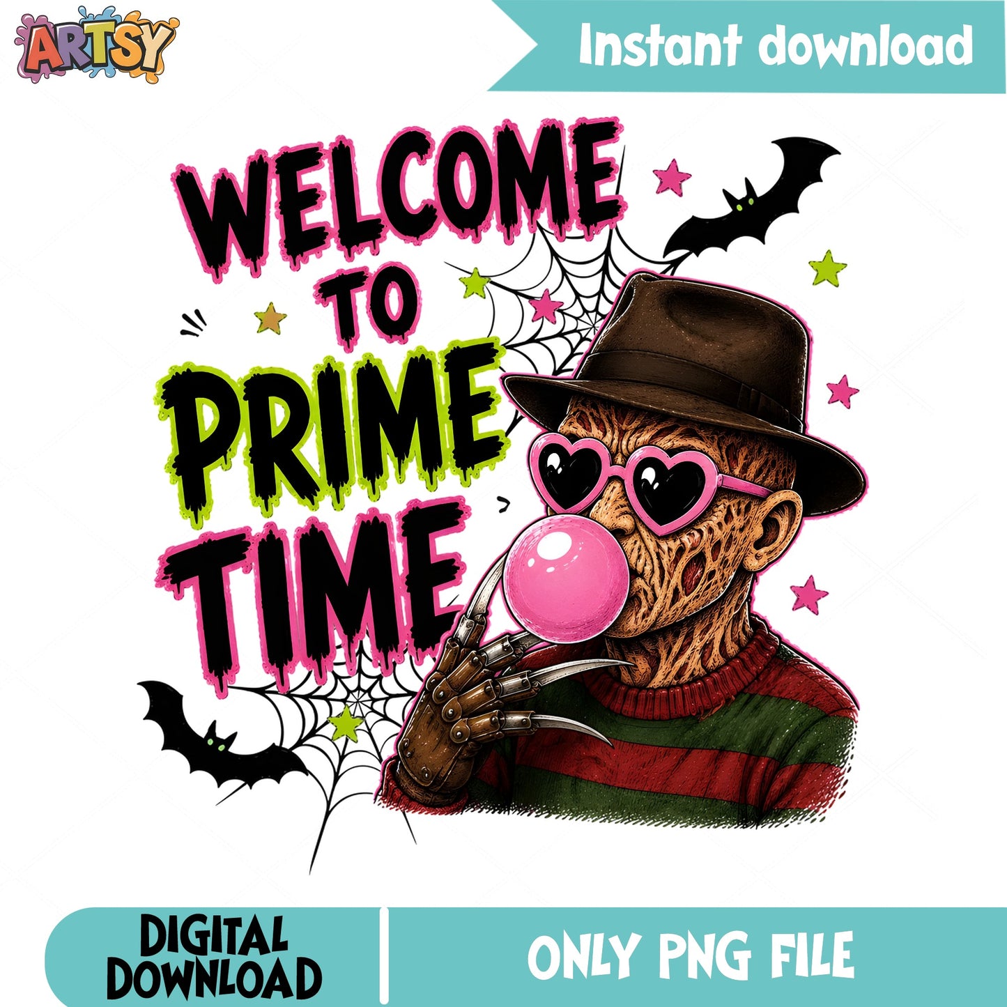 Freddy Krueger Welcome To Prime Time PNG, Halloween PNG
