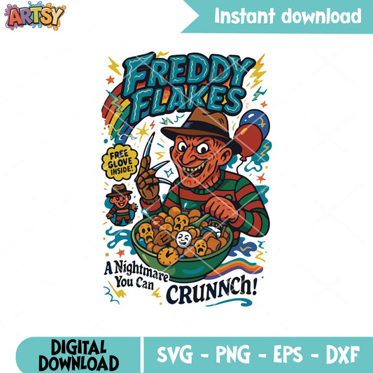 Freddy flakes nightmare svg, freddy krueger movies​ svg