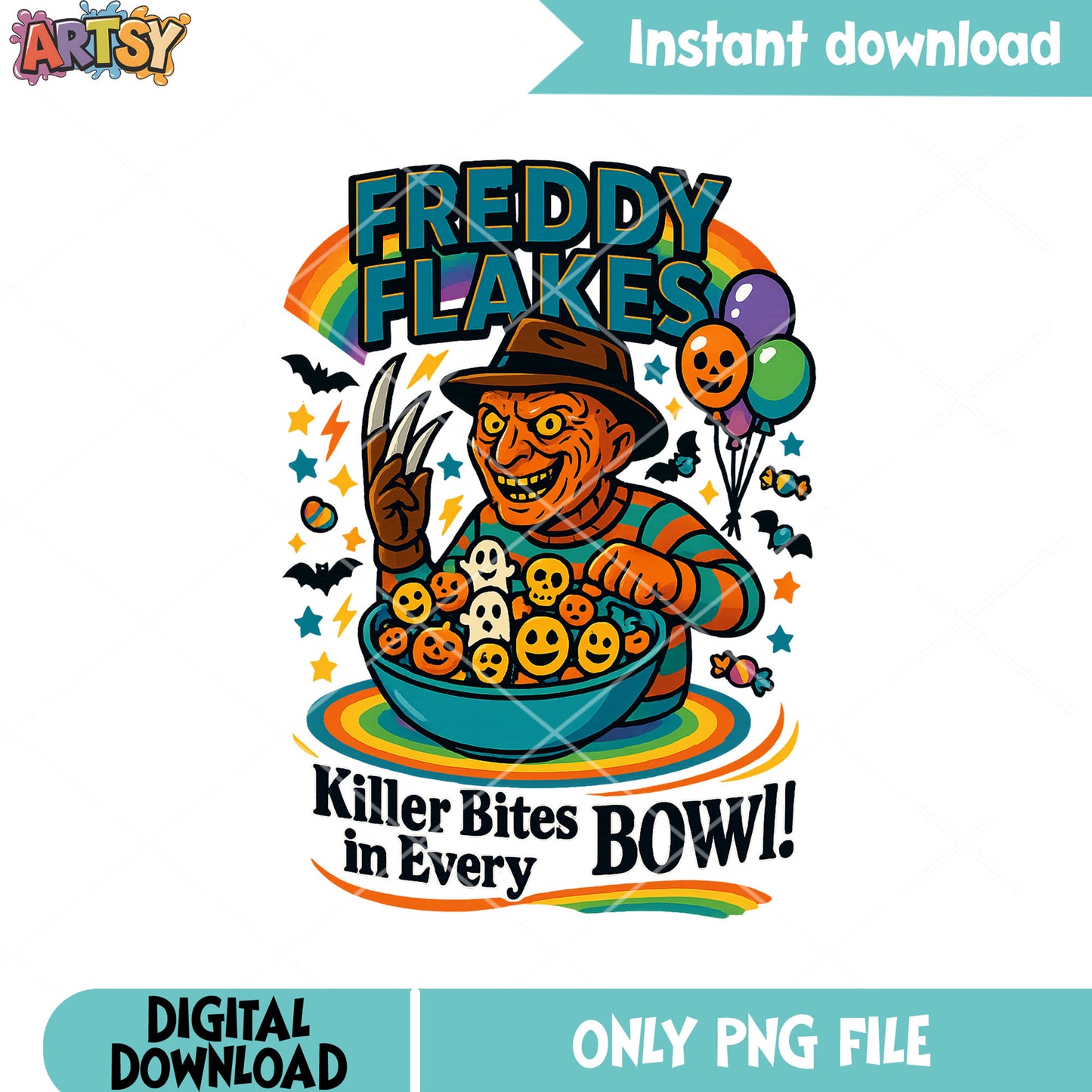 Freddy flakes png, halloween party png, starry night png