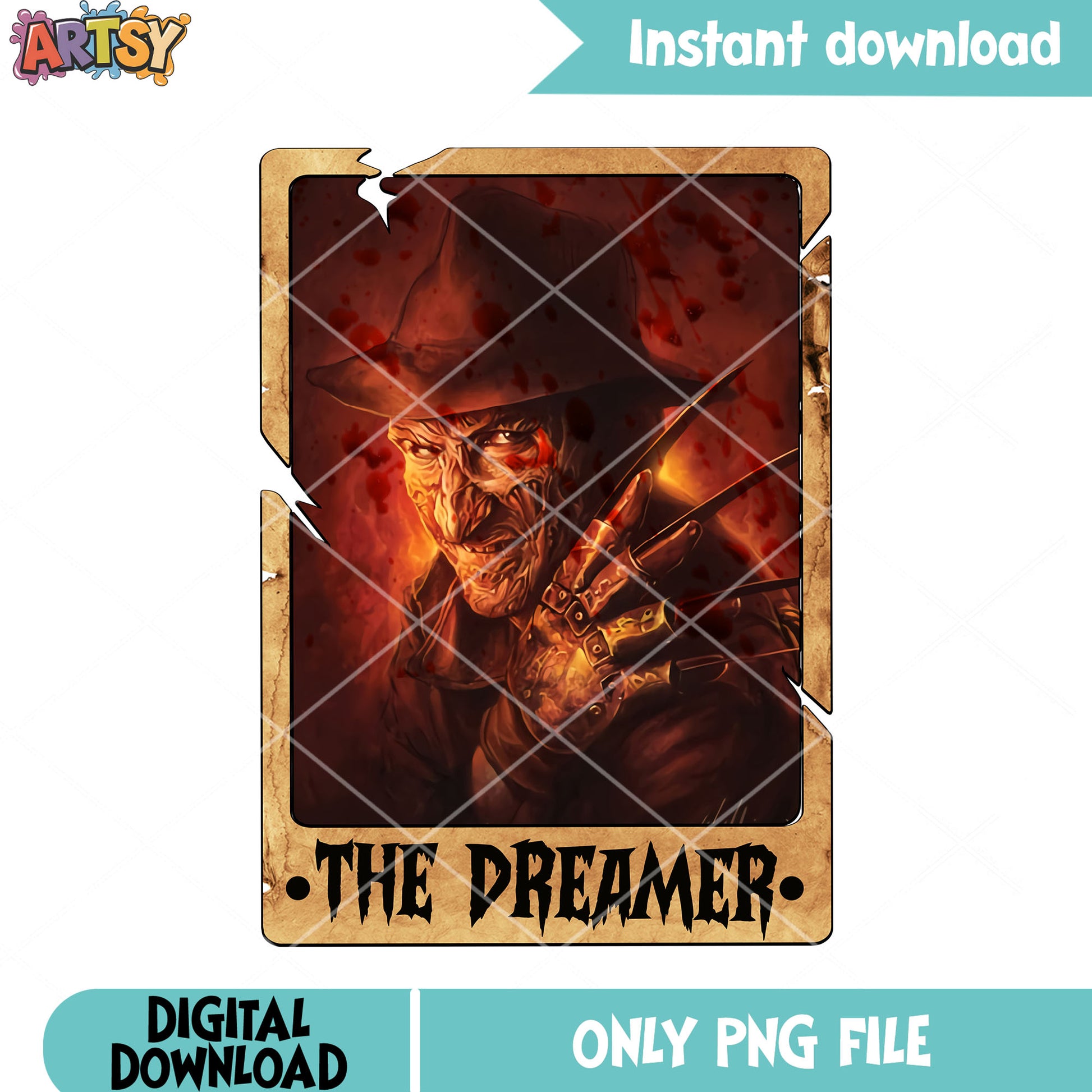 Freddy little pld man png, sharp claws png, scary halloween png