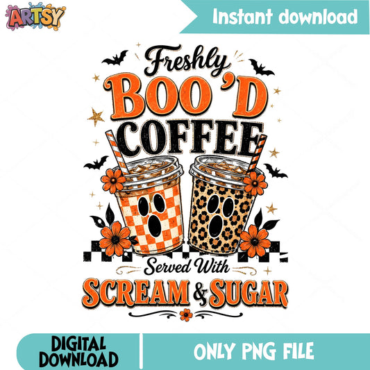 Freshly Bood Coffee Halloween PNG, Spooky Coffee PNG, Halloween PNG